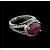 Image 1 : 14KT White Gold 5.85ct Ruby and Diamond Ring