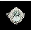 Image 2 : 3.87ct Aquamarine and Diamond Ring - 14KT White Gold