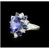 Image 2 : 14KT White Gold 4.80ct Tanzanite, Sapphire and Diamond Ring