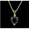 Image 1 : 14KT Yellow Gold 2.19ct Garnet and Diamond Pendant With Chain