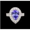 Image 2 : 14KT White Gold 3.04ct Tanzanite and Diamond Ring
