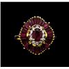 Image 2 : 2.79ctw Ruby and Diamond Ring - 18KT Yellow Gold
