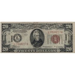 1934 $20 Hawaii Federal Reserve Note Currency