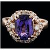 Image 1 : 14KT Rose Gold 3.30ct Tanzanite and Diamond Ring