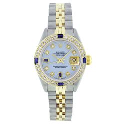 Rolex Two-Tone Sapphire and Diamond DateJust Ladies Watch