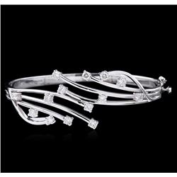 14KT White Gold 1.12ctw Diamond Bangle Bracelet