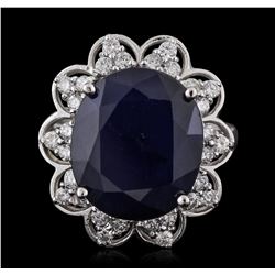 14KT White Gold 11.61ct Sapphire and Diamond Ring