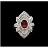 Image 2 : 1.54ct Pink Tourmaline and Diamond Ring - 14KT White Gold