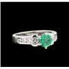 Image 1 : 0.92ct Emerald and Diamond Ring - Platinum