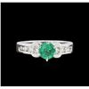 Image 2 : 0.92ct Emerald and Diamond Ring - Platinum