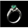 Image 3 : 0.92ct Emerald and Diamond Ring - Platinum