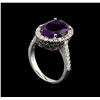 Image 4 : 3.58ct Amethyst and Diamond Ring - 14KT White Gold