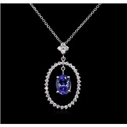 2.00ct Tanzanite and Diamond Pendant With Chain - 14KT White Gold