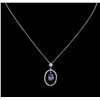 Image 2 : 2.00ct Tanzanite and Diamond Pendant With Chain - 14KT White Gold