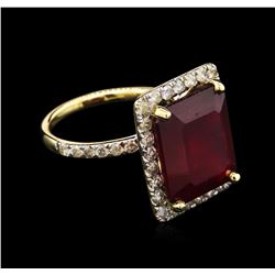 13.55ct Ruby and Diamond Ring - 14KT Yellow Gold