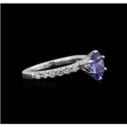 0.83ct Tanzanite and Diamond Ring - 18KT White Gold