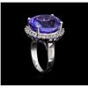 Image 4 : 16.75ct Tanzanite and Diamond Ring - 14KT White Gold