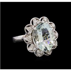 4.93ct Aquamarine and Diamond Ring - 14KT White Gold