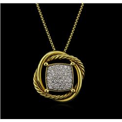 0.46ctw Diamond Pendant With Chain - 18KT Yellow Gold