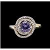 Image 2 : 1.07ct Tanzanite and Diamond Ring - 14KT Two-Tone Gold