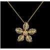 Image 1 : 0.73ctw Diamond Pendant With Chain - 14KT Yellow Gold