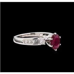 1.37ct Ruby and Diamond Ring - 18KT White Gold