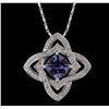 Image 1 : 14KT White Gold 2.78ct Tanzanite and Diamond Pendant with Chain