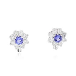 14KT White Gold 1.08ctw Tanzanite and Diamond Earrings