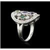 Image 3 : 14KT White Gold 1.69ctw Multi Gemstone and Diamond Ring