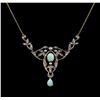 Image 2 : 1.43ctw Opal and Diamond Necklace - 18KT Yellow Gold