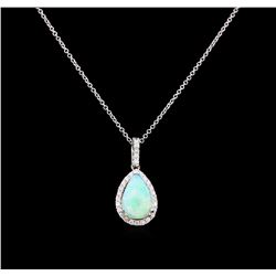 1.00ct Opal and Diamond Pendant - 14KT White Gold