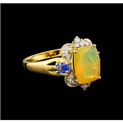 2.07ct Opal, Sapphire and Diamond Ring - 14KT Yellow Gold