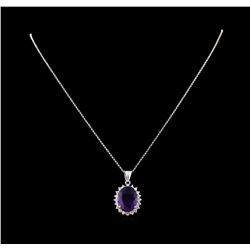 7.88ct Amethyst and Diamond Pendant With Chain - 14KT White Gold