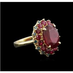 10.29ctw Ruby and Diamond Ring - 14KT Yellow Gold