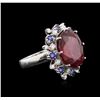 Image 1 : 14KT White Gold 16.30ct Ruby, Sapphire and Diamond Ring