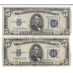 1934 $5 Silver Certificate Currency Lot of 2