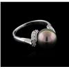 Image 1 : Pearl and Diamond Ring - 14KT White Gold