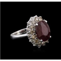 14KT White Gold 6.16ct Ruby and Diamond Ring