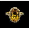 Image 2 : 5.04ct Citrine and Diamond Ring - 14KT Yellow Gold