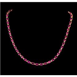 23.00ctw Pink Tourmaline and Diamond Necklace - 14KT Yellow Gold