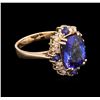 Image 1 : 5.08ct Tanzanite, Blue Sapphire and Diamond Ring - 14KT Rose Gold