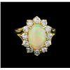 Image 2 : 2.56ct Opal and Diamond Ring - 14KT Yellow Gold