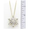 Image 5 : 0.75ctw Diamond Snowflake Pendant With Chain - 14KT Yellow Gold