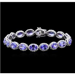 13.00ctw Tanzanite and Diamond Bracelet - 14KT White Gold