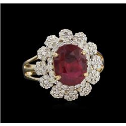 3.75ct Ruby and Diamond Ring - 14KT Yellow Gold