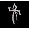 Image 1 : 0.94ctw Diamond Cross Pendant - 14KT White Gold