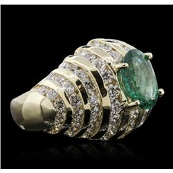 14KT Yellow Gold 2.03ct Emerald and Diamond Ring