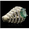 Image 1 : 14KT Yellow Gold 2.03ct Emerald and Diamond Ring