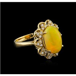 3.65ct Opal and Diamond Ring - 14KT Yellow Gold