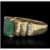 Image 1 : 14KT Yellow Gold 3.26ct Emerald and Diamond Ring